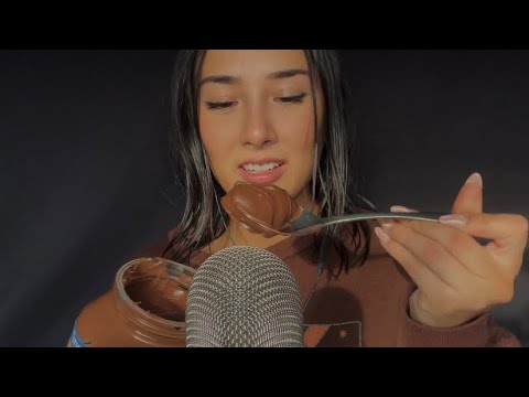 ASMR Nutella mouth sounds 🥄🍫💗 + random chatting