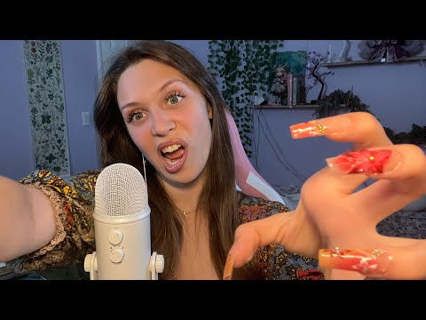 ASMR FAST/ Mouth sounds, hand sounds, visuals mic scratching, gripping, long nails, tapping and more