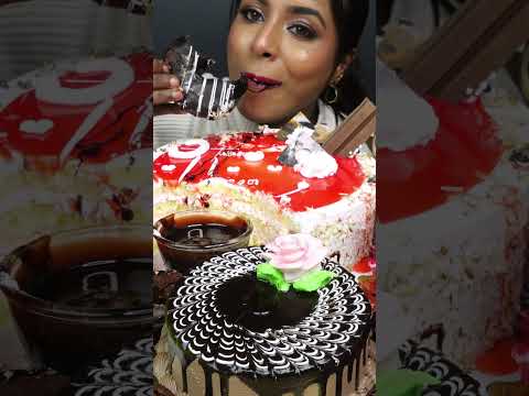 ASMR Eating Butterscotch,Chocolate,Choco Truffle,Red Velvet,Black Forest Cake ASMR Eating Mukbang