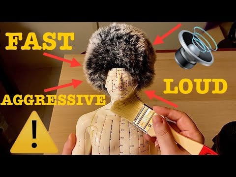 ASMR|⚠️EXTREME FAST AGGRESSIVE BRUSHING ON ACUPUNCTURE DOLL. SOFT SPEAKING ITALIAN ENGLISH. Tingly!