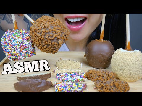 ASMR CANDY APPLE *SPRINKLES + CHEESE CAKE + CARAMEL + CHOCOLATE (EATING SOUND) NO TALKING | SAS-ASMR