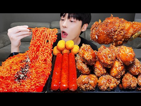 ASMR MUKBANG 직접 만든 치즈 불닭볶음면 & 허니콤보 치킨 먹방! 레시피 Honey Combo Chicken & Cheese Buldak RECIPE