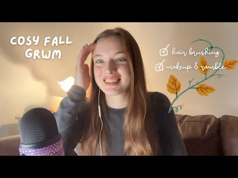 ASMR cosy whisper ramble & grwm 🌻🍂 doing my makeup & hair brushing