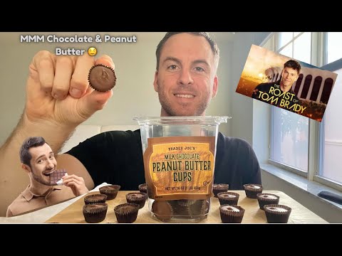 Choco/PB Cups & Tom Brady Roast (ASMR Eating Sounds) Whispers & Mouth Sounds // Love, Live, ASMR