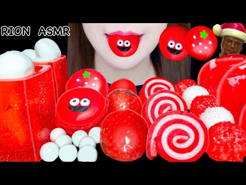 【ASMR】【咀嚼音 】RED DESSERTS 赤いデザート MACAROON CANDIED STRAWBERRY MUKBANG 먹방 食べる音 EATINGSOUNDS NOTALKING