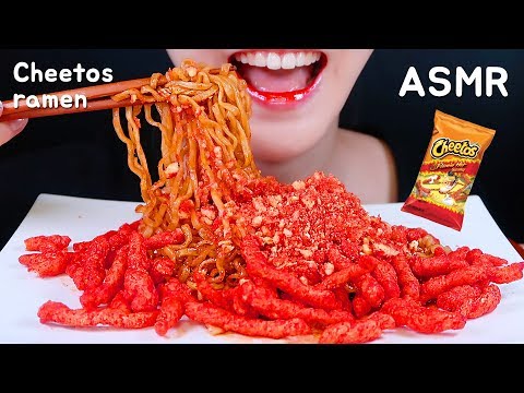 HOT CHEETOS RAMEN ASMR SAMYANG RAMEN WITH HOT CHEETOS ASMR SPICY NOODLE ASMR 食べる音 ラーメン