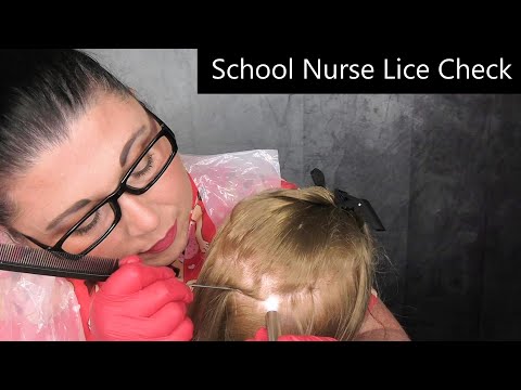 ASMR School Nurse Lice Check (Light Triggers, Plastic Apron, Gloves, Whispering) Medical Roleplay
