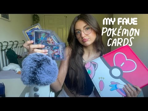 ASMR My favourite Pokémon cards + showing my collection (tapping, page flipping, card shuffling)