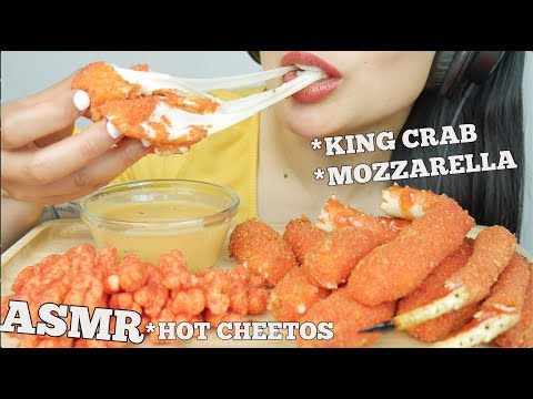 ASMR *HOT CHEETOS FRIED KING CRAB + MOZZARELLA STICKS (CRUNCHY EATING SOUNDS) NO TALKING | SAS-ASMR