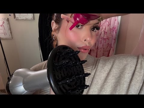 ASMR: Perfecting Your Curly Hair 🧑‍🦱🪮✨ Styling, Scrunching, Parting, & Diffusing