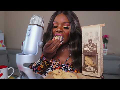 PotBelly Mini Oatmeal Chocolate Chip Cookies ASMR Eating Sounds