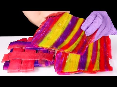 FROZEN FRUIT ROLL UP JELLY ASMR FROZEN JELLY MUKBANG ASMR