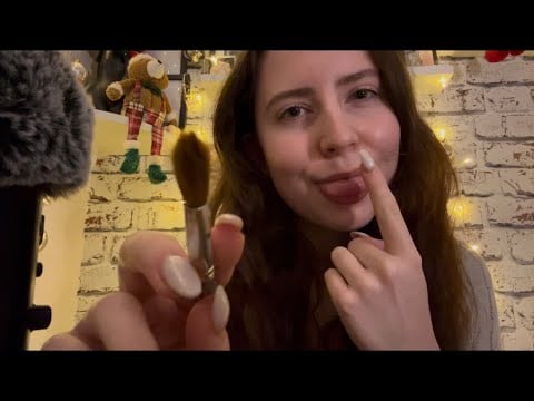 ASMR Spit Painting and Personal Attention! (wet mouth sounds, christmas themed)