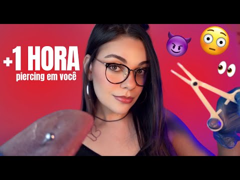 +1 Hora Colocando Piercing Em Você (ASMR) 