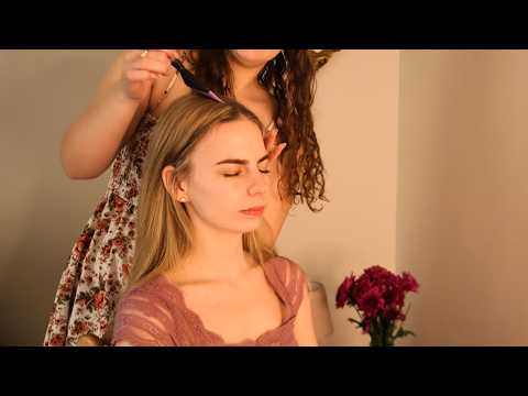 asmr tingly hair play & hair brushing on a real person (soft spoken)