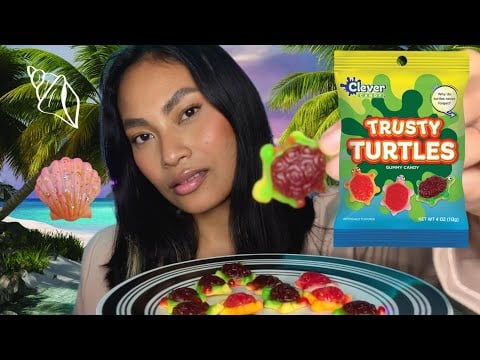 ASMR Eating Trusty Turtle Gummy Candy , Super Tingles Loop Video, Mesmerizing Mouth Sounds