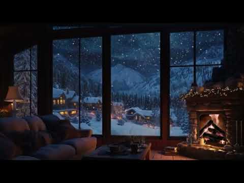 Relaxing Sounds of Snowy Winter Ambience Cozy Jazz Music Playing