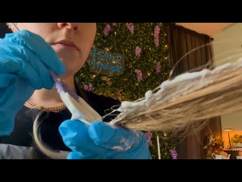 ASMR Hair Dye and Wash | Salon Series Pt 2/5 (hair, foil, cape, water sounds)