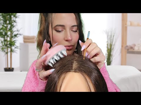 ASMR - Scalp Massage (Hair Brushing, Scratching, Oil Treatment, Hair Wash)😴💤