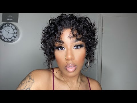 ASMR Hair Brushing, Spraying, & Cutting a Cute Curly Pixie Frontal Wig | Ft. LuvMe Hair