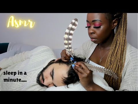 {ASMR} Scalp Check & Treatment with a feather 🪶 ~ Scratching & blowing sounds.