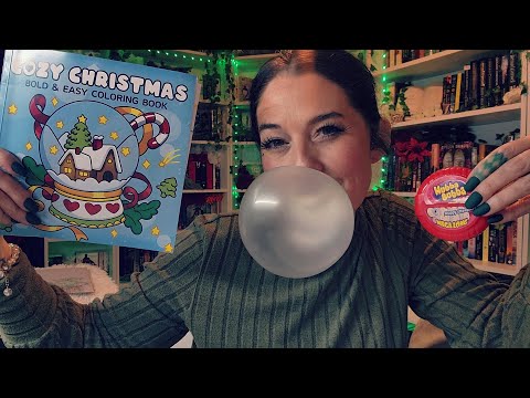 ASMR- Gum Chewing Sounds While Coloring W/Lite Bubble Blowing/Inhaling