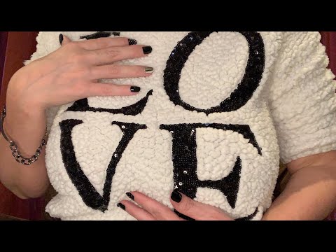 ASMR 2020 Shirt Scratching & Sleeve Rolling 🖤🖤 Soft & Plush Sweater 🖤🖤
