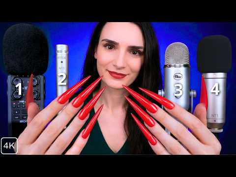 ASMR Mic Scratching 🔥 4 MICS At ONCE 😴 ULTRA LONG Nails for INSTANT Sleep & Relaxation - No Talking