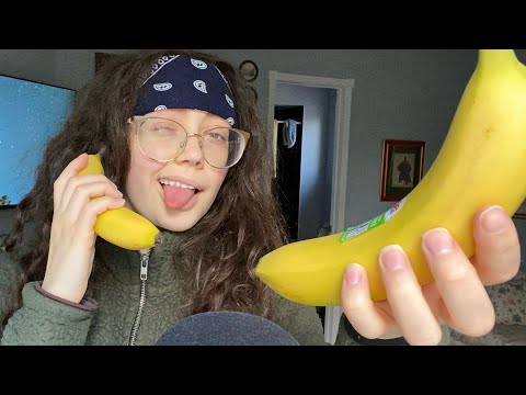 ASMR repeating my intro with inaudible and banana tapping (regular and inaudible) (hand movements)