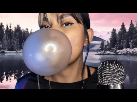 ASMR Tingly Bubblegum Chewing , Blowing Big Bubbles