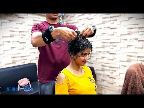 Infinity ASMR || INDIAN GIRL RIYANA HAIR CUTTING By BARBER RIZWAN @ Real Barber Shop | Instant Sleep