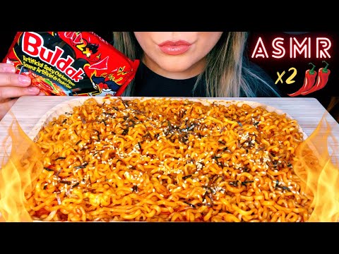 ASMR SPICY FIRE NOODLES MUKBANG 먹방 2X NUCLEAR CHALLENGE (EATING SOUNDS)