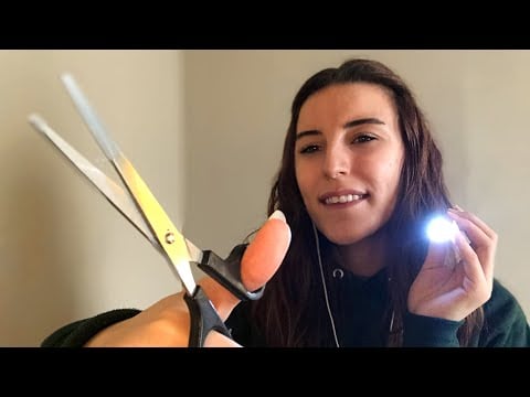 ASMR Haircut Roleplay and Scalp Inspections (Gloves & Pen Light ) // Custom for Harlette