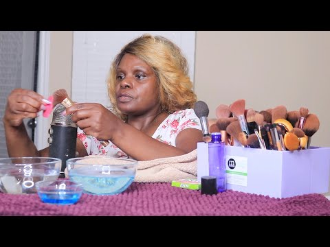 Freshening Makeup Brushes ASMR Gum Chewing