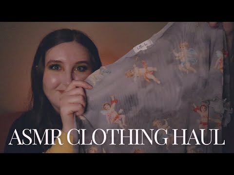 ASMR Clothing Haul 👗 whispering & fabric sounds