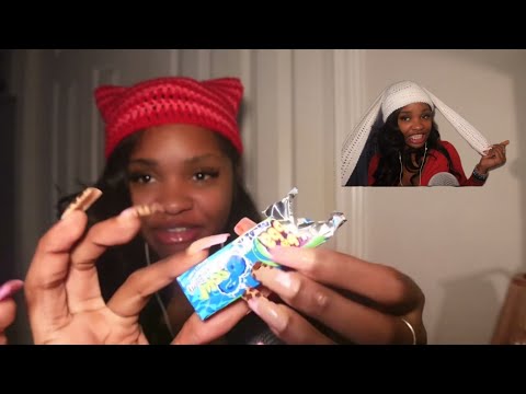 ASMR Crocheting Bunny Hats With Chewing Gum