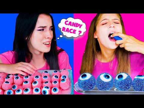 Race to the Finish: ASMR Blue Jello Shooter & Sour Candy Challenge!