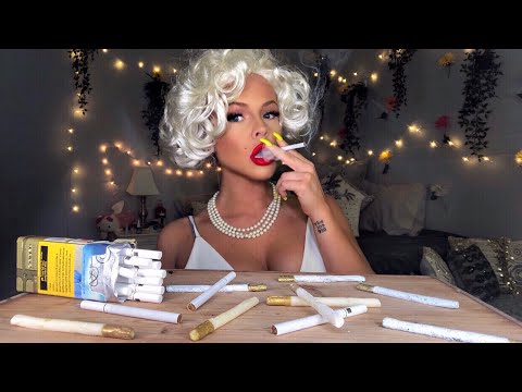 ASMR EDIBLE CIGARETTE EATING WITH MARILYN MONROE (MOST ODDLY SATISFYING EATING SOUNDS) MUKBANG