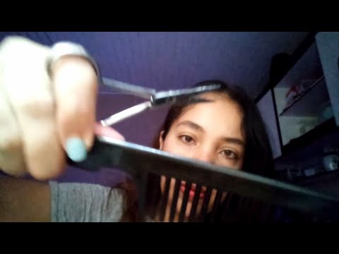 ASMR Cortando pontas duplas do seu cabelo com tesouras diferentes + fazendo franja (um pouco rápido)