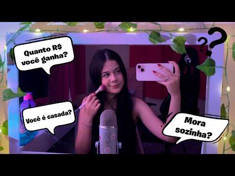 ASMR | RESPONDENDO PERGUNTAS ENQUANTO ME MAQUIO😳