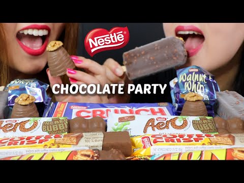 ASMR NESTLE CHOCOLATE PARTY! 초콜릿 리얼사운드 먹방 チョコレートcoklat चॉकलेट | Kim&Liz ASMR