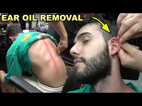 💈 ASMR BARBER EAR OIL REMOVAL 💈 LOUD CRACK 💈 EAR BURN 💈head,back,neck,face,arm,palm,throat massage