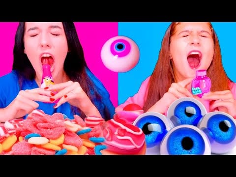 ASMR Cotton Candy Showdown: Blue vs. Pink MUKBANG Delight! 🍬✨