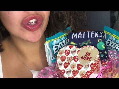 ASMR- GUM CHEWING & VALENTINE'S DAY PREP