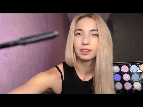 ASMR Fast and Aggressive Make Up Application with Layered Sounds