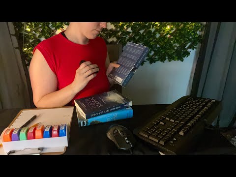 ASMR Library Bookstore Role Play | Typing, Scanning, Writing, Page Turning , Book Jacket Sounds