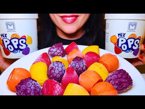 ASMR VIRAL MINI FRUIT POPS MUKBANG | CRUNCHY ICE CREAM EATING SOUNDS (NO TALKING)
