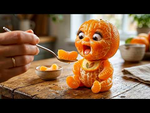 Cute or Creepy? Fruit Babies Eating Themselves 🍊👶  The Ultimate Satisfying Oddly ASMR Experience