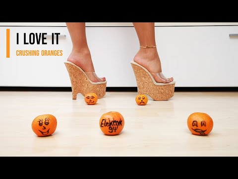 Stepping on a tangerines with high heels #shoes #crush #asmr #legs #foot