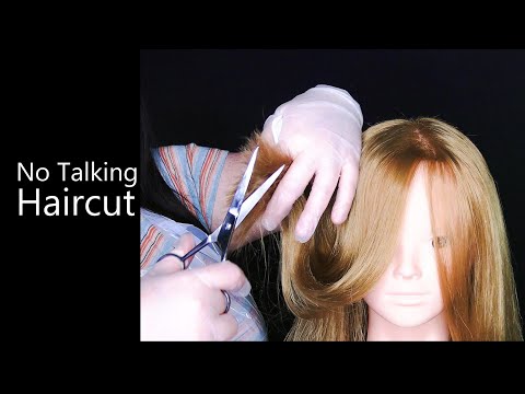ASMR Relaxing Haircut (NO TALKING) (Gloves, Plastic Apron, Scissors, Hair Brushing, Real Hair)